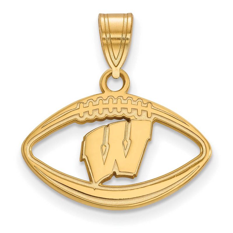 14k Gold Plated Silver U. Of Wisconsin Football Pendant